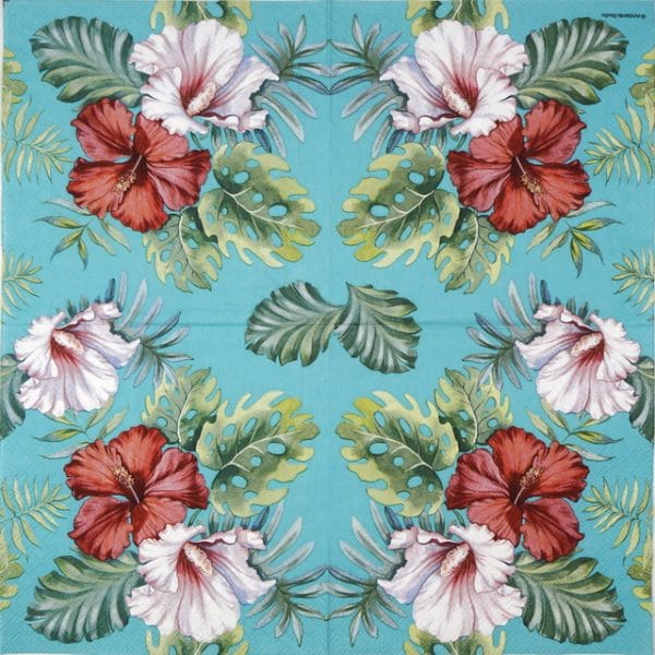 Lunch Napkins (20) - Hibiscus Floral Petrol - Image 2