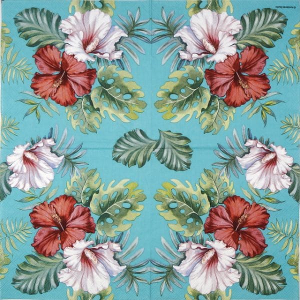 Lunch Napkins (20) - Hibiscus Floral Petrol