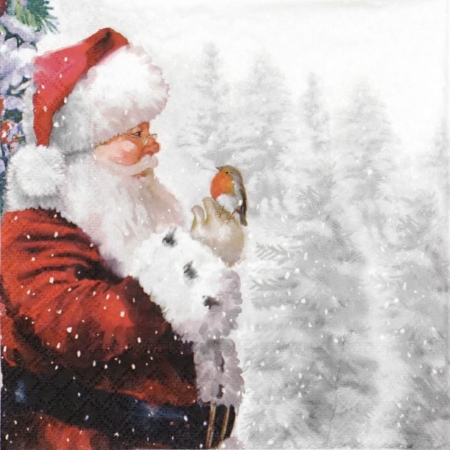 Ambiente Christmas Napkin 33cm Santa telling Robin Serviettes