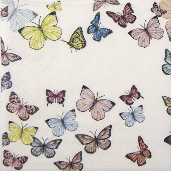 Cocktail Napkin - Butterfly White
