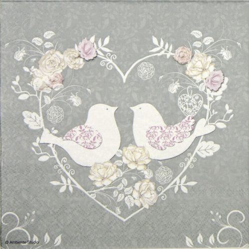Paper Napkin - Turtle Doves grey