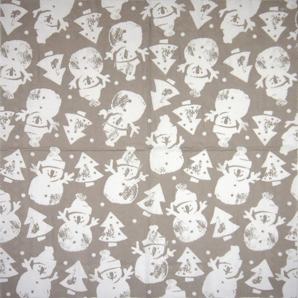 Paper Napkin - Snowman Stamp linen - Image 2