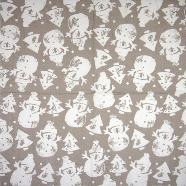 Paper Napkin - Snowman Stamp linen