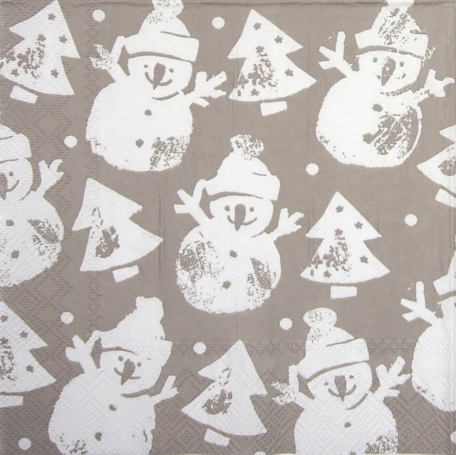 Paper Napkin - Snowman Stamp linen