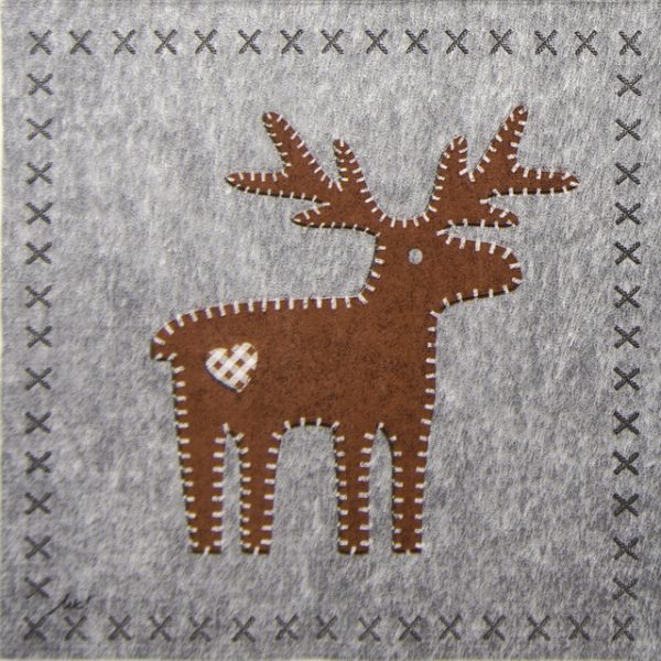 Paper Napkin - Ute Krause: Felt Reindeer grey