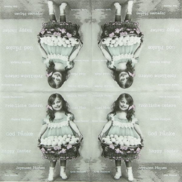 Paper Napkin - Easter Girl with Egg - Image 2