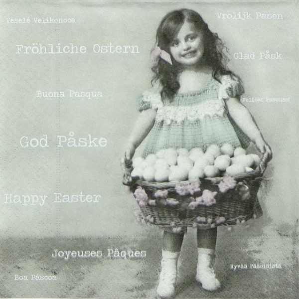Paper Napkin - Easter Girl with Egg