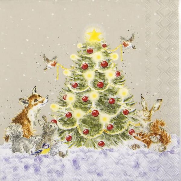 Lunch Napkins (20) - Wrendale Design: Oh Christmas Tree