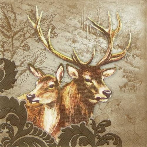 Paper Napkin - Deer Couple Brown - Napkin Shop