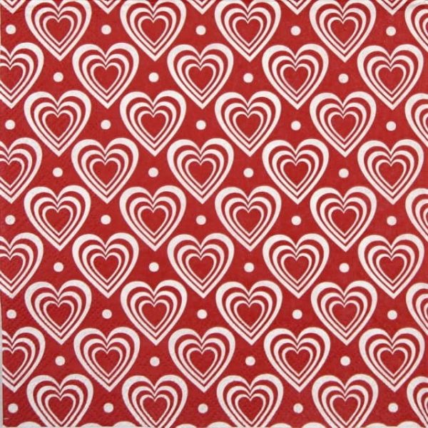Paper Napkin - Hearts in Hearts red