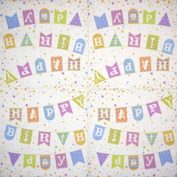 Paper Napkin - Birthday Garland Blue