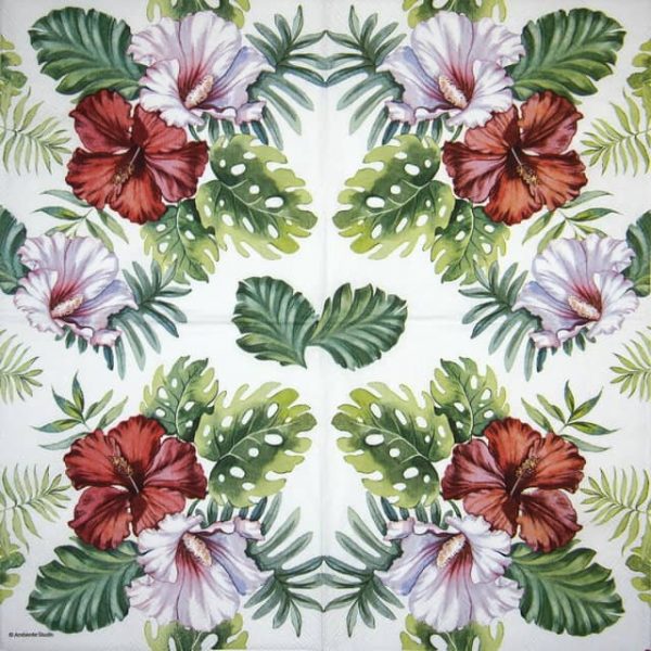 Paper Napkin - Hibiscus Floral White