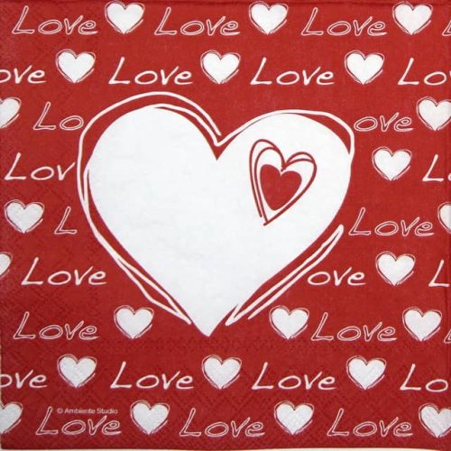 Paper Napkin - Love Heart red