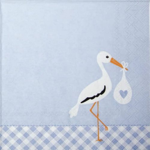 4 x Single Paper Table Napkin/Decoupage/Scrapbooking/Stork Delivering Baby 