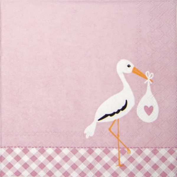 Paper Napkin - Love Stork pink
