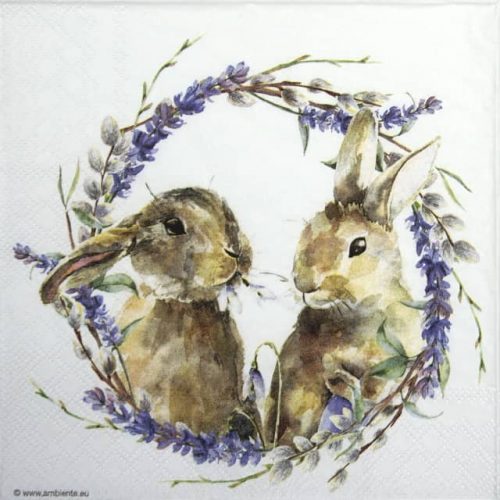 Paper Napkin - Rabbit  Wreath