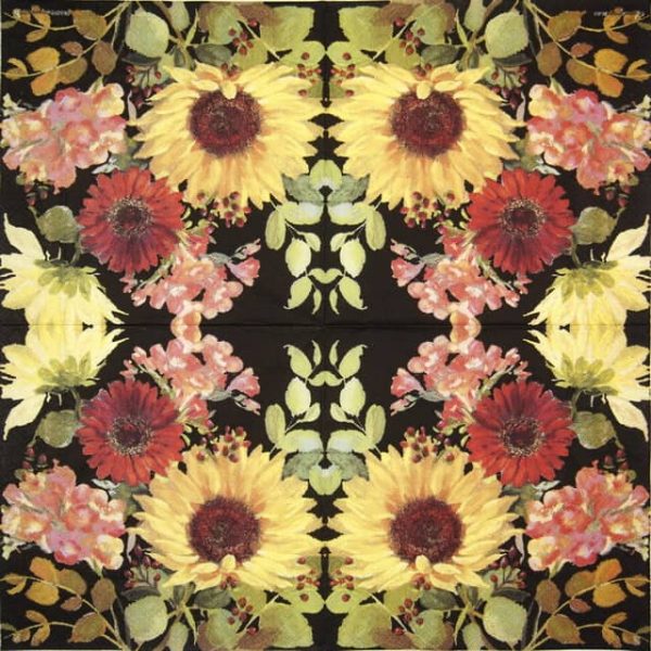 Lunch Napkins (20) - Sunny Flowers Black - Image 2