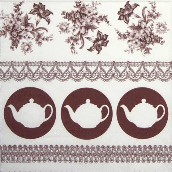 Paper Napkins  - Teapots Brown (20 pieces)