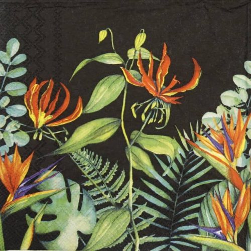 Paper Napkin - Tropical Floral Black