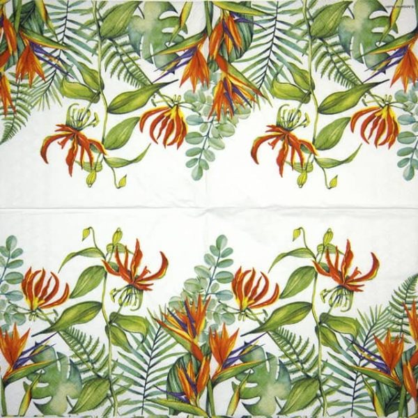 Lunch Napkins (20) - Tropical Floral White