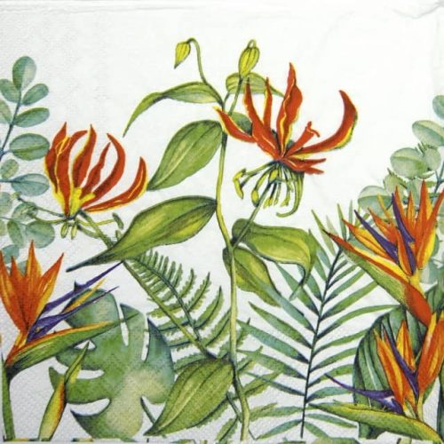 Paper Napkin - Tropical Floral White