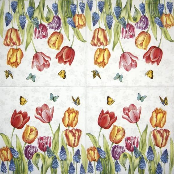 Cocktail Napkin - Tulips & Muscari