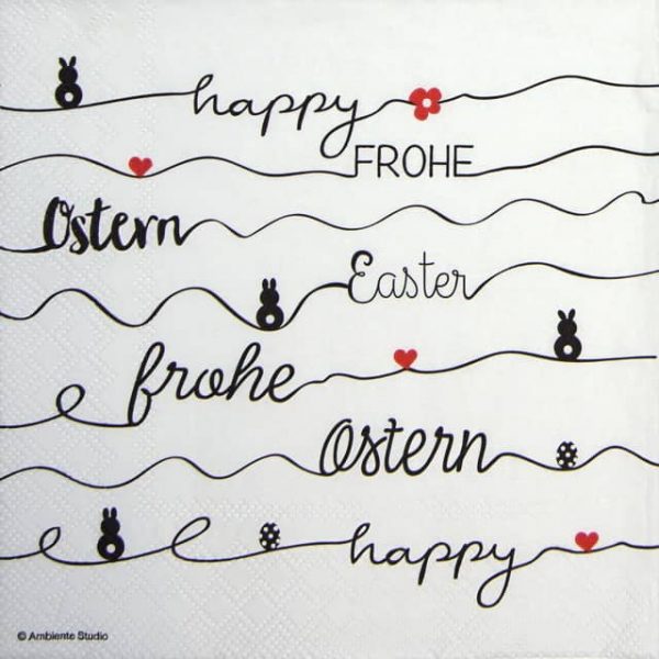 Paper Napkin - Easter Line white