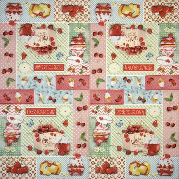 Paper Napkin - Red cherries - Image 2