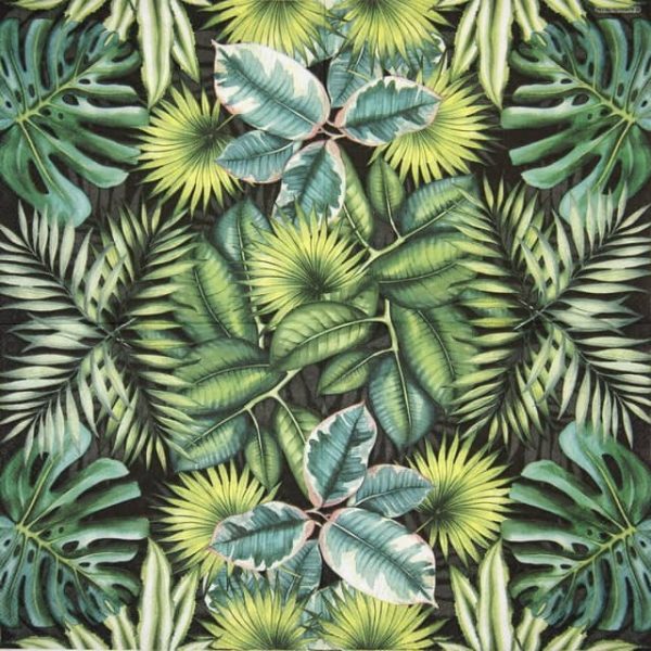 Cocktail Napkin - Tropical Leaves Black - Image 2