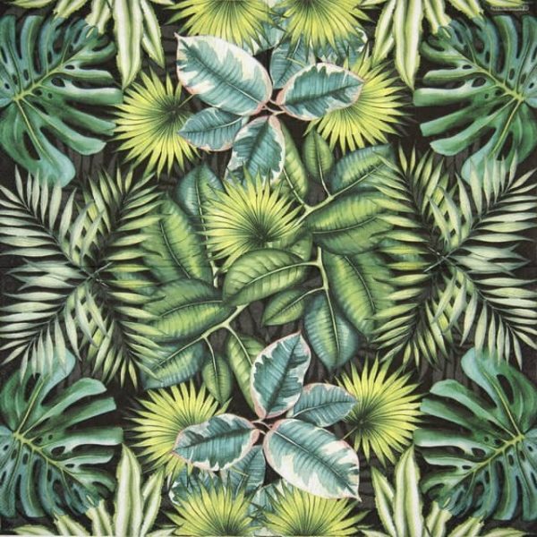 Cocktail Napkin - Tropical Leaves Black