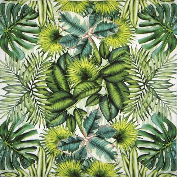 Cocktail Napkins (20) - Tropical Leaves White