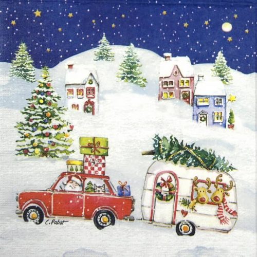 Paper Napkin - Carola Pabst: Christmas Car