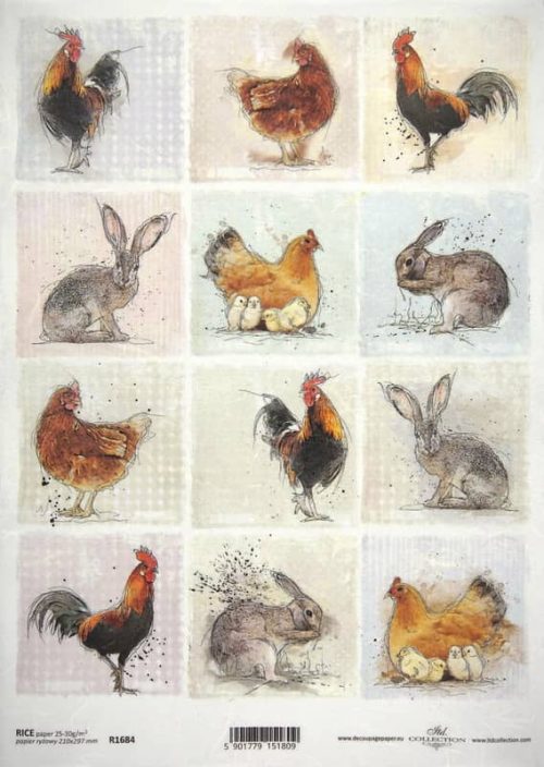 Rice Paper -  Animal Farm Cards with Hen