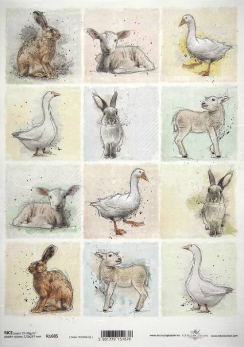 Rice Paper -  Animal Farm Cards with goose