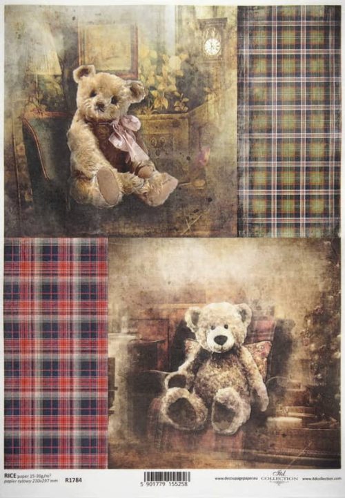 Rice Paper - Christmas Teddy red - R1784_ITD
