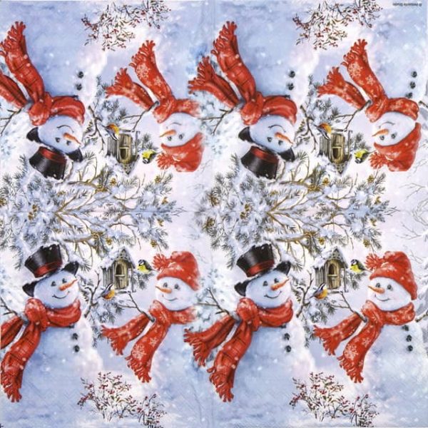 Paper Napkin - Snowmen and birds