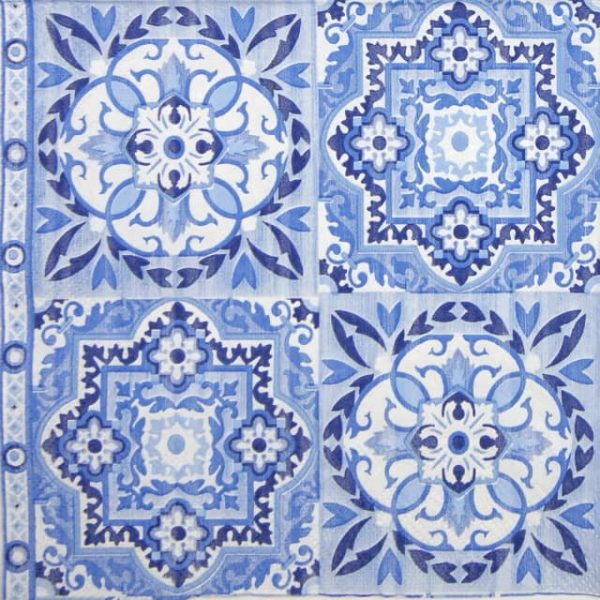 Lunch Napkins (20) - Tiles Blue