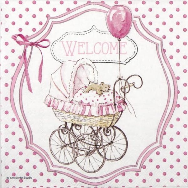 Lunch Napkins (20) - Welcome Pink