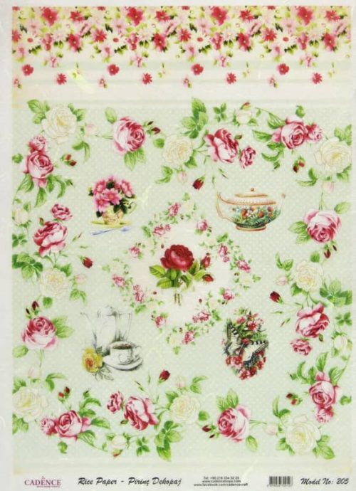 Rice Paper - Roses and Pots