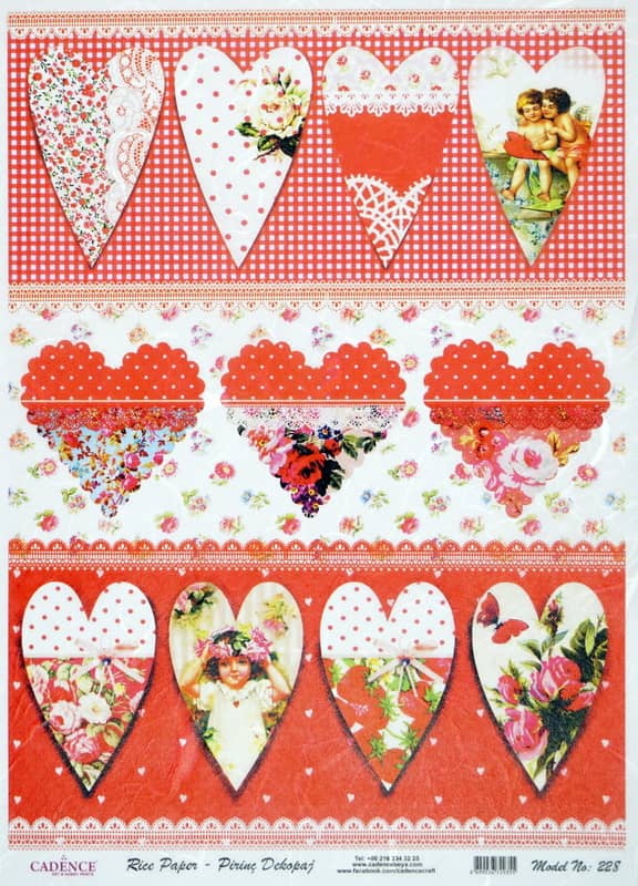 Rice Paper - Romantic Red Hearts