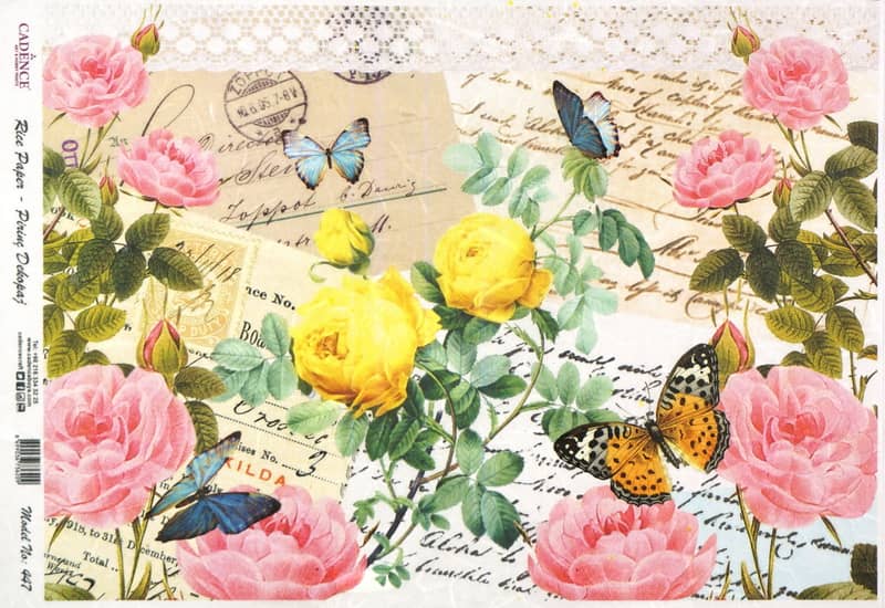 Rice Paper - Colorful Roses on Cards