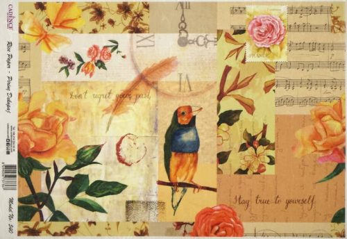 Rice Paper - Flowers Bird Collage