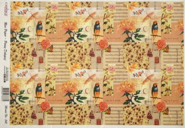 Rice Paper - Flowers Bird Collage 2