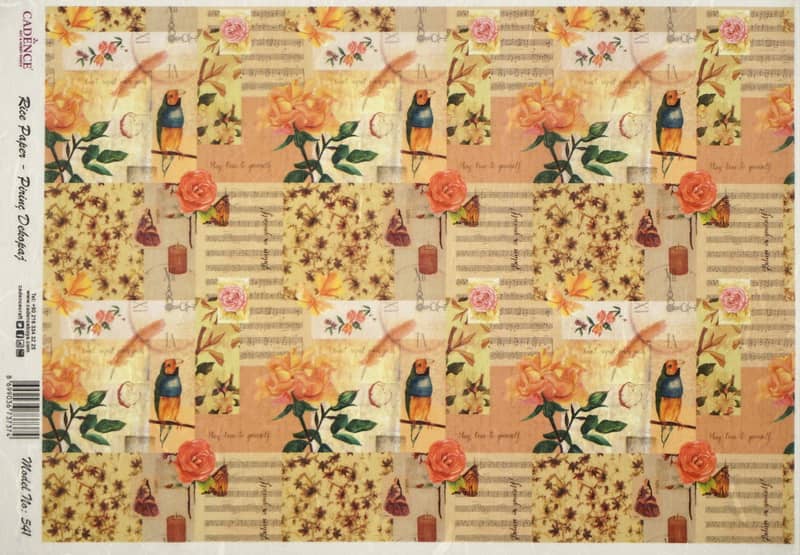 Rice Paper - Flowers Bird Collage 2