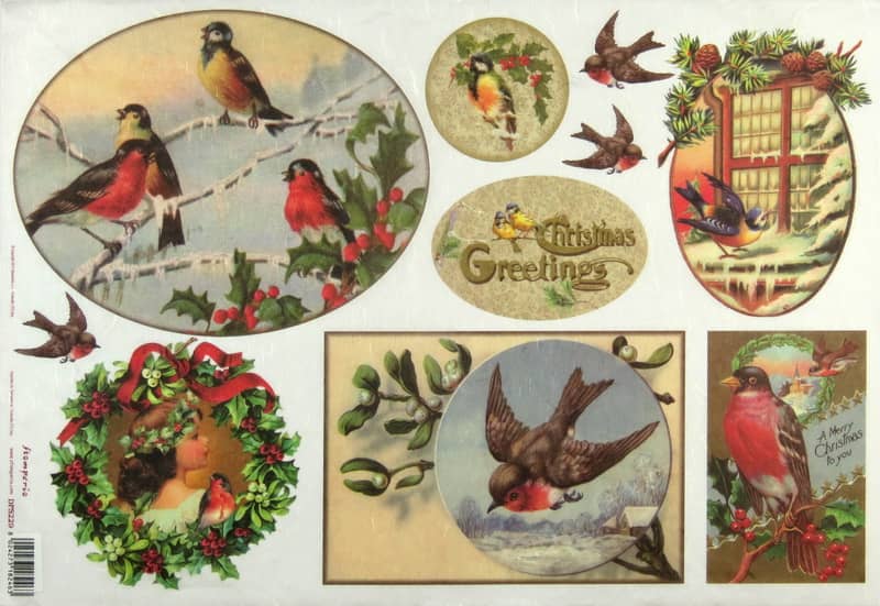 Rice Paper - Christmas Greeting Birds