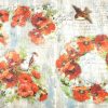 Rice Paper - Poppies and Birds