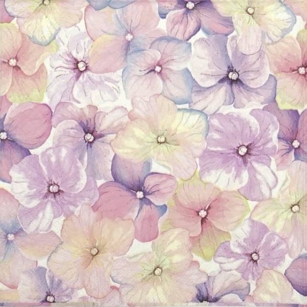 Paper Napkin - Pink hydrangea pattern