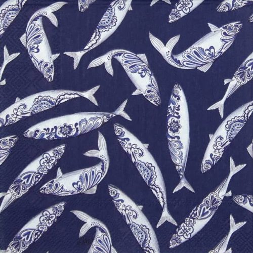 Lunch Napkins (20) - Decorative Fish blue