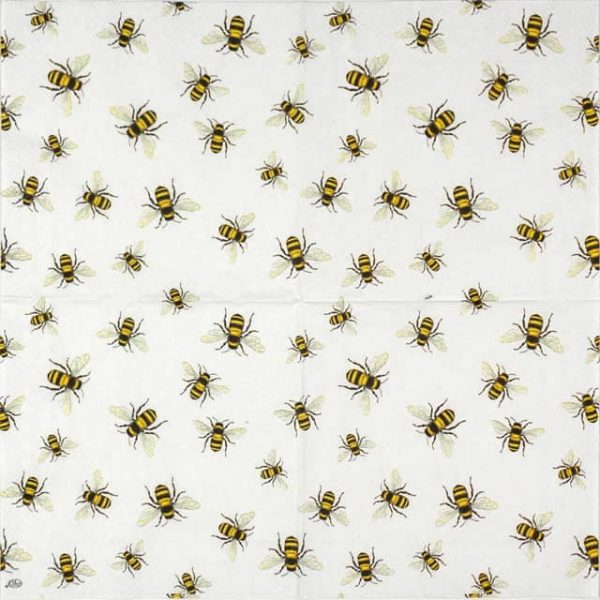 Lunch Napkins (20) - Lovely bees white