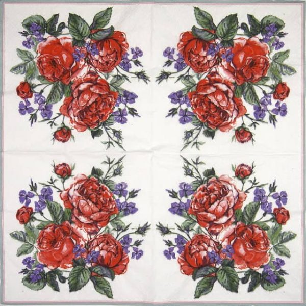 Paper Napkin - English Painted Roses - Image 2